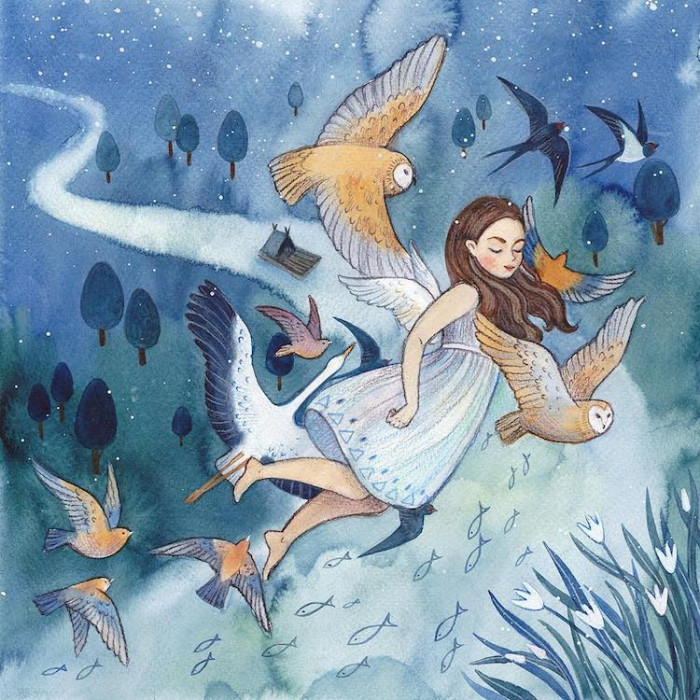 She renders her illustrations in a distinct and delicate style