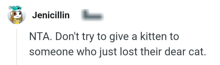 Something you should never ever do when someone is grieving their pet