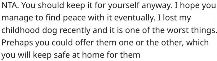 1. It's best that she keeps the items.