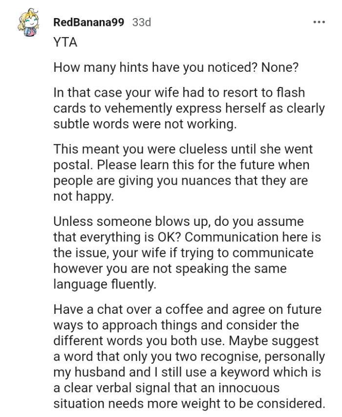 Communication is the issue here