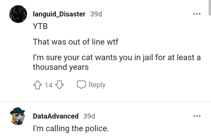 This Redditor is sure the cat wants the OP in jail