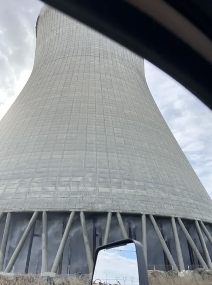 The open bottom on a cooling tower