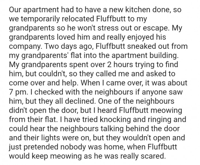 The OP checked with the neighbors