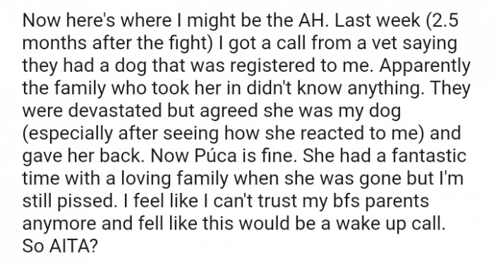 She had a fantastic time with a loving family