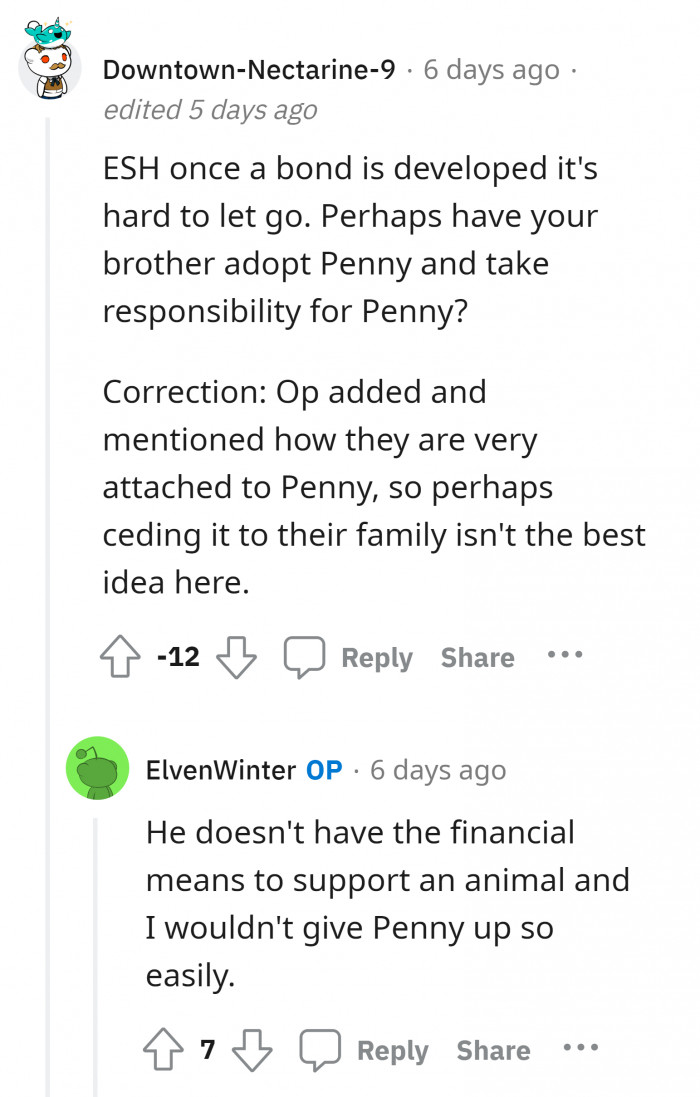 20. Having a strong emotional attachment won't help in paying vet bills and Penny's cost of living.