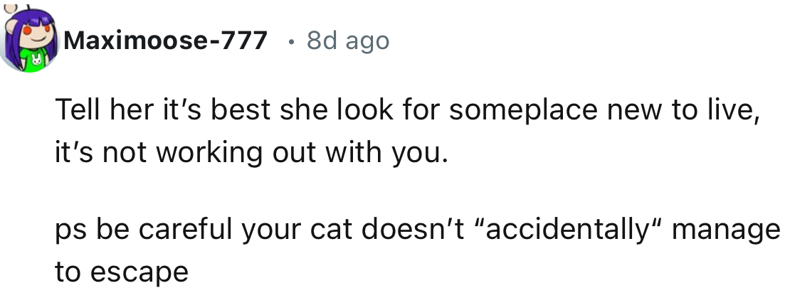 “P.S. Be careful your cat doesn’t accidentally manage to escape.”