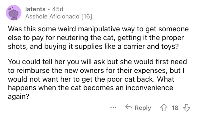 "What happens when the cat becomes an inconvenience again?"