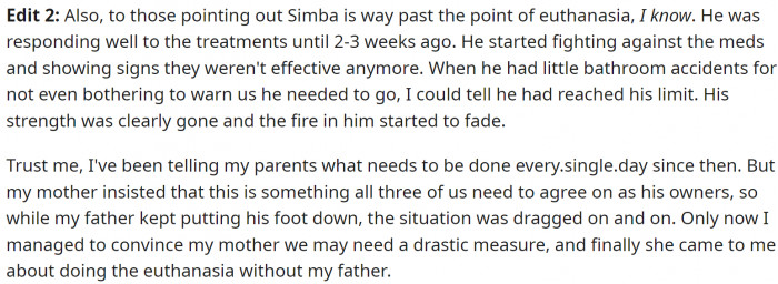 She's been telling her parents what needs to be done for months now.