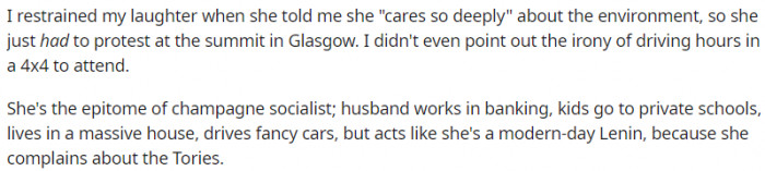 She's the epitome of champagne socialist