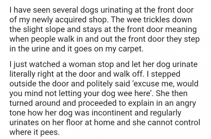 Would you mind not letting your dog wee here?