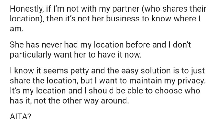 The OP also mentioned the MIL has never had her location before