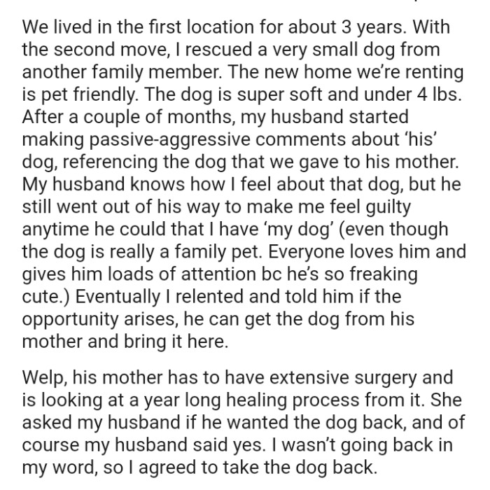 If the opportunity arises, he can get the dog from his mother and bring it here