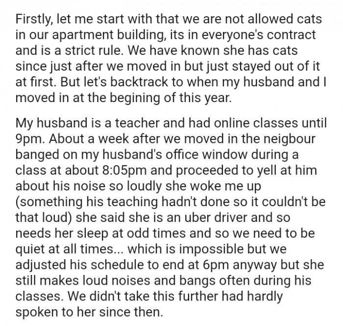 The OP's husband is a teacher and had online classes