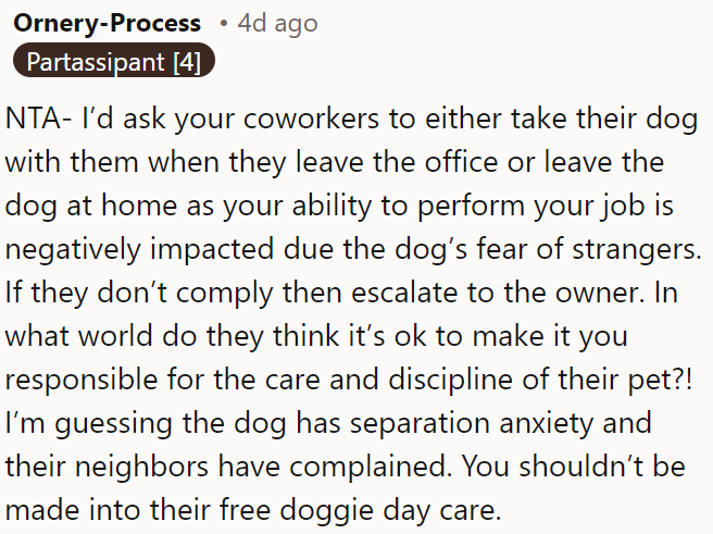 OP should ask his coworker to take his dog home or with him, as it's affecting his work.