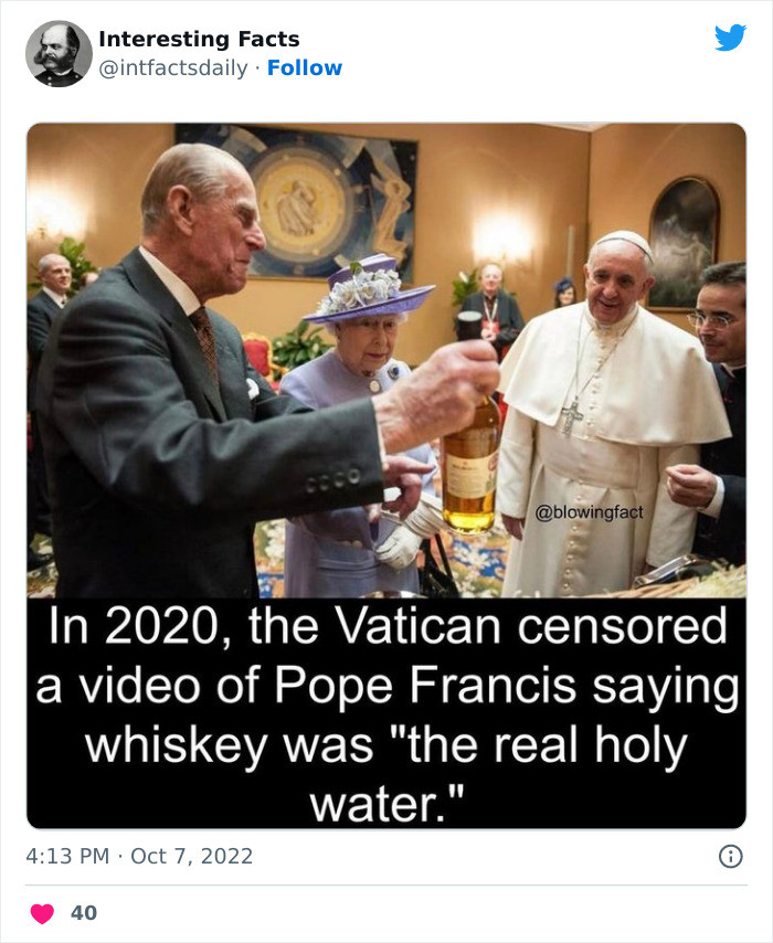 21. Whiskey being the real holy water