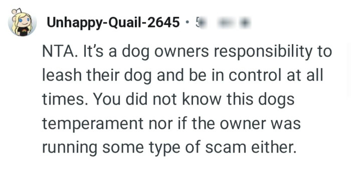 The OP does not know the dog's temperament