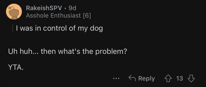 If the dog was under control, OP didn't have anything to complain about.