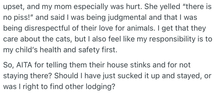 His parents were really upset and his mom accused him of being judgmental