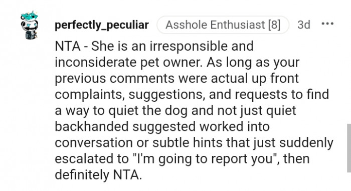 She is an inconsiderate and irresponsible dog owner