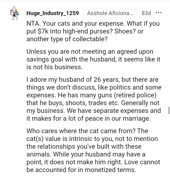 Your cats and your expense