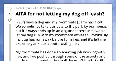 Redditor Is Afraid To Let Her Dog Off Leash In Park Because It Has Bad Recall, Gets Accused Of Doing Disservice To The Dog