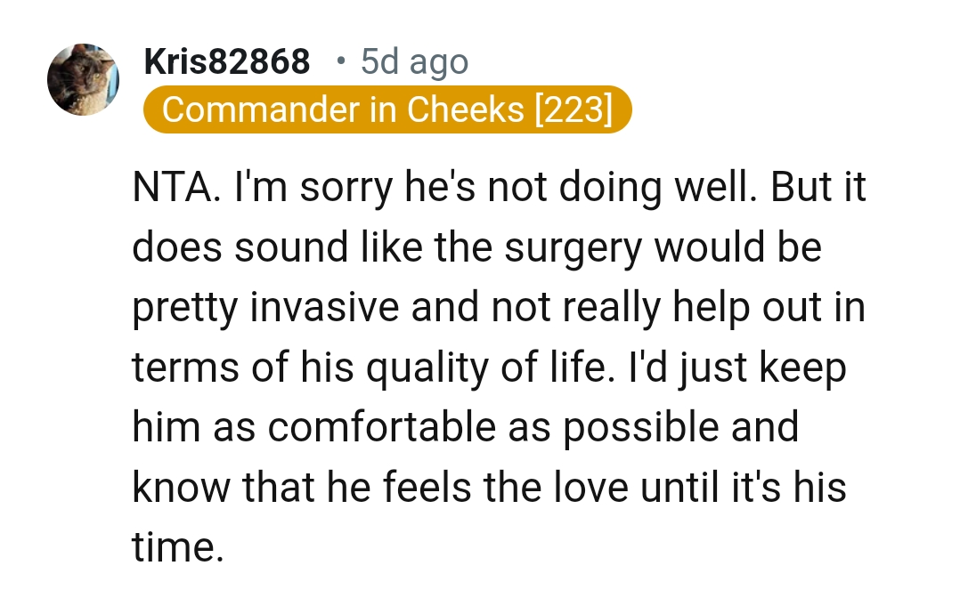 He should feel the love until it's his time