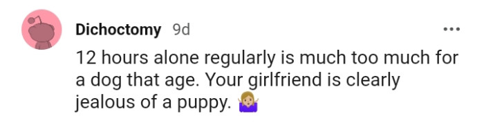 Your girlfriend is jealous of a puppy