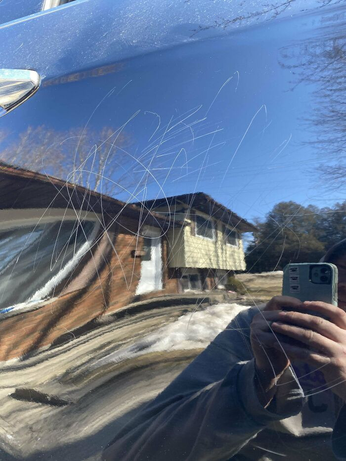 22. Two of my lovely kids created a masterpiece for me on my car using rocks.