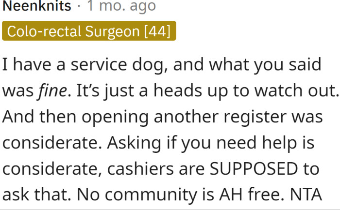 Another Redditor with a service dog shares their thoughts: