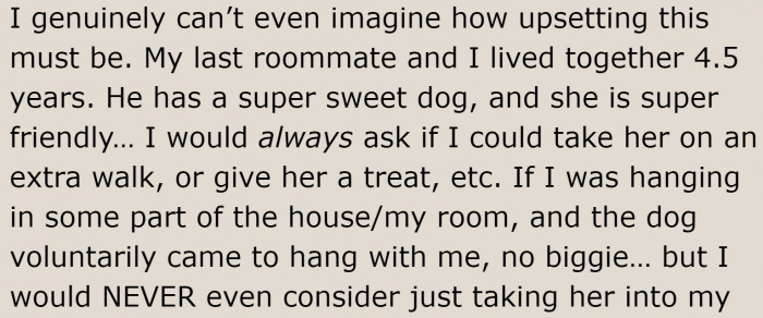 If your roommate owns the dog, you need to ask permission before doing anything with it.