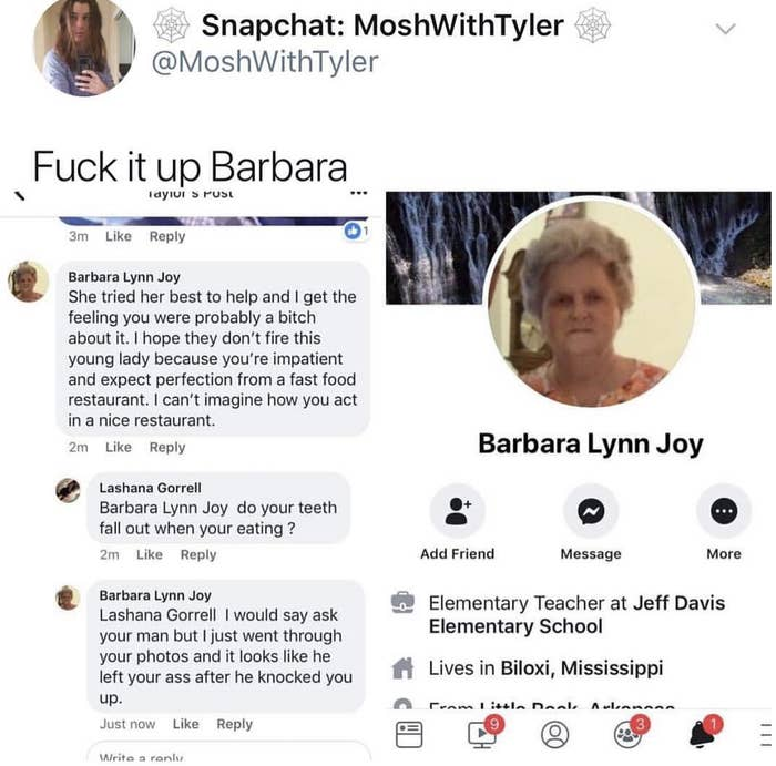 1. Oh, Barbara isn't enduring any of your disrespect today people, no she ain't