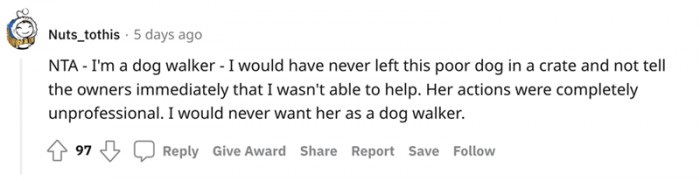 Making a dog spend 11 hours in a crate is horrible.