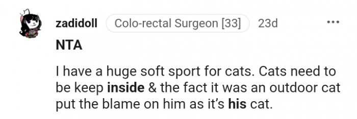 Cats need to be kept inside, not outside