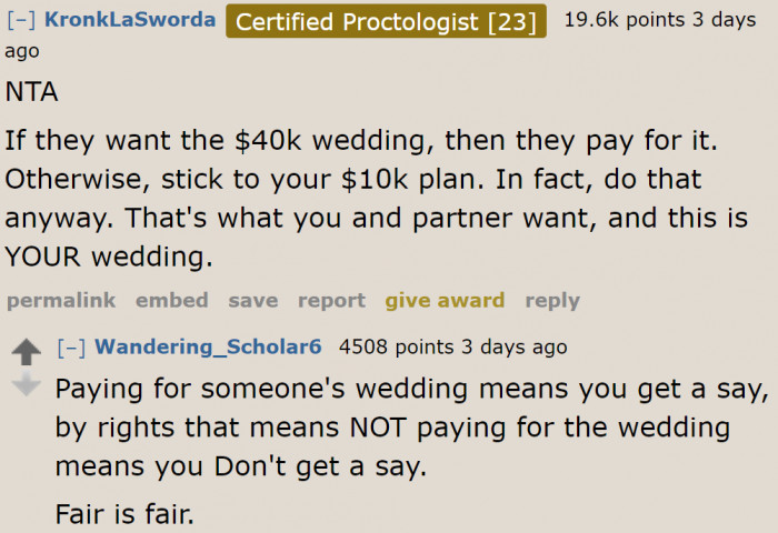 There's nothing wrong with sticking to their plans. The couple decides where they want to get married.