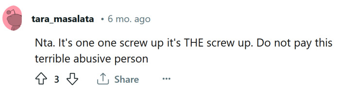 She screwed up!