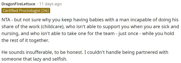 This Person Had a Lot to Say About Her Husband, but Ultimately the Vote Was That She's NTA.