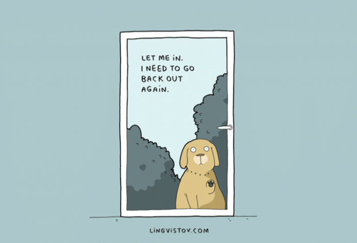 8. "Let me in. I need to go back out again."