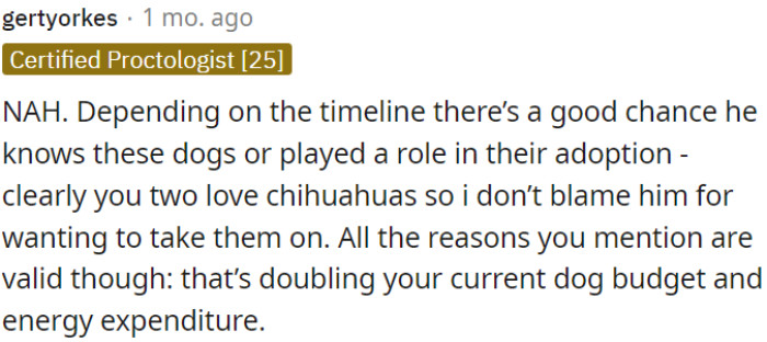 OP's points are valid: bringing along the dogs would result in doubled costs and energy expenditure.
