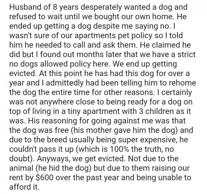 We ended up getting evicted