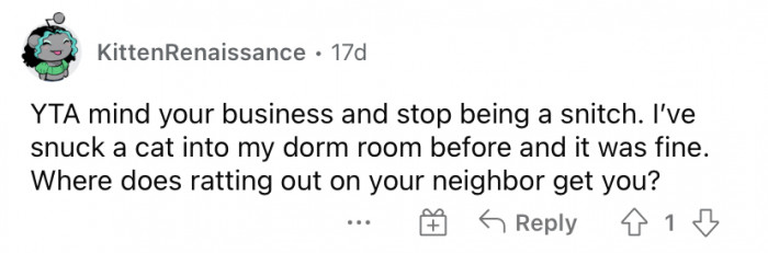 "Stop being a snitch."