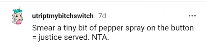 Pepper spray on the button