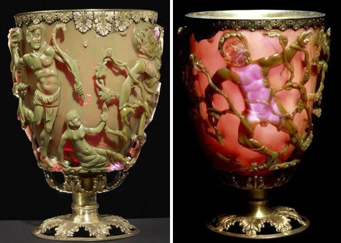 3. The Lycurgus Cup- the singular, intact instance of ancient glass that changes color