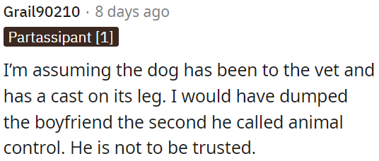 The boyfriend can't be trusted.