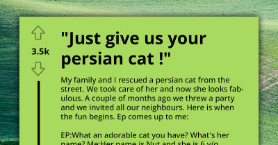 Entitled Parent Demands Neighbor's Persian Cat; She Wants to Gift It to Her Son for Getting Good Grades