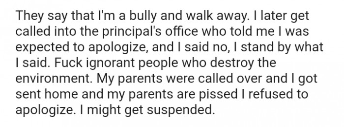 The OP's parents were called over