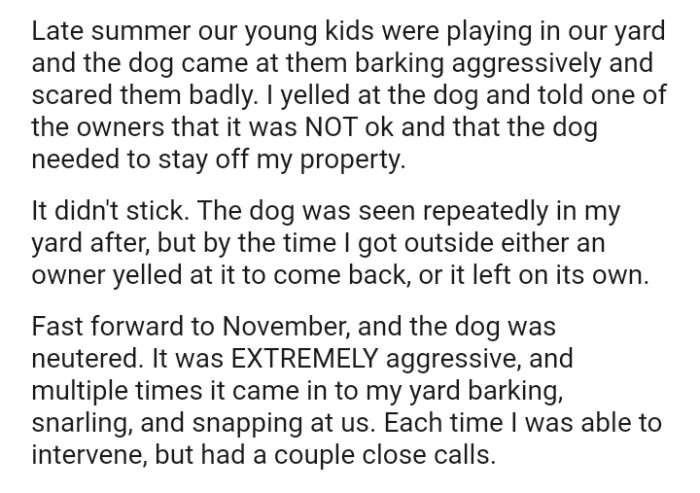 The Dog Was Seen Repeatedly in the OP's Yard Afterward