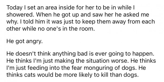 OP's husband got angry after seeing her setup.