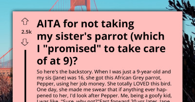 Woman Expects Sibling To Take In A 30-Year-Old Parrot Based On A Vow Made At Age Nine