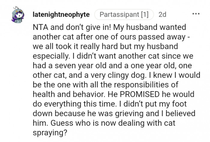 This Redditor advises the OP not to give in