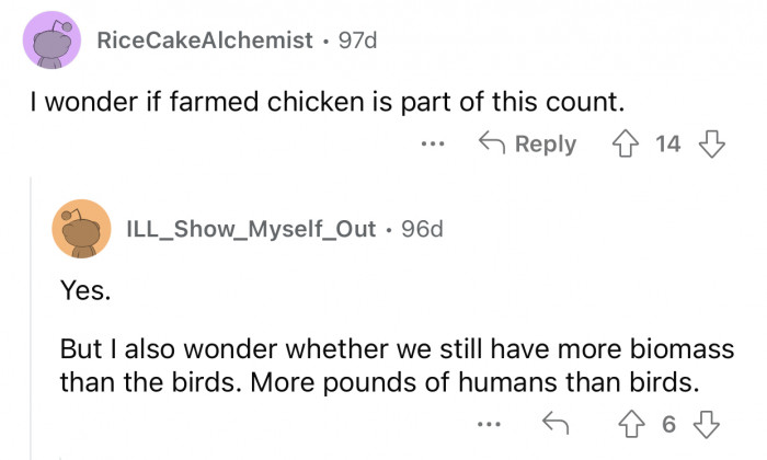 Humans weigh much more, though.